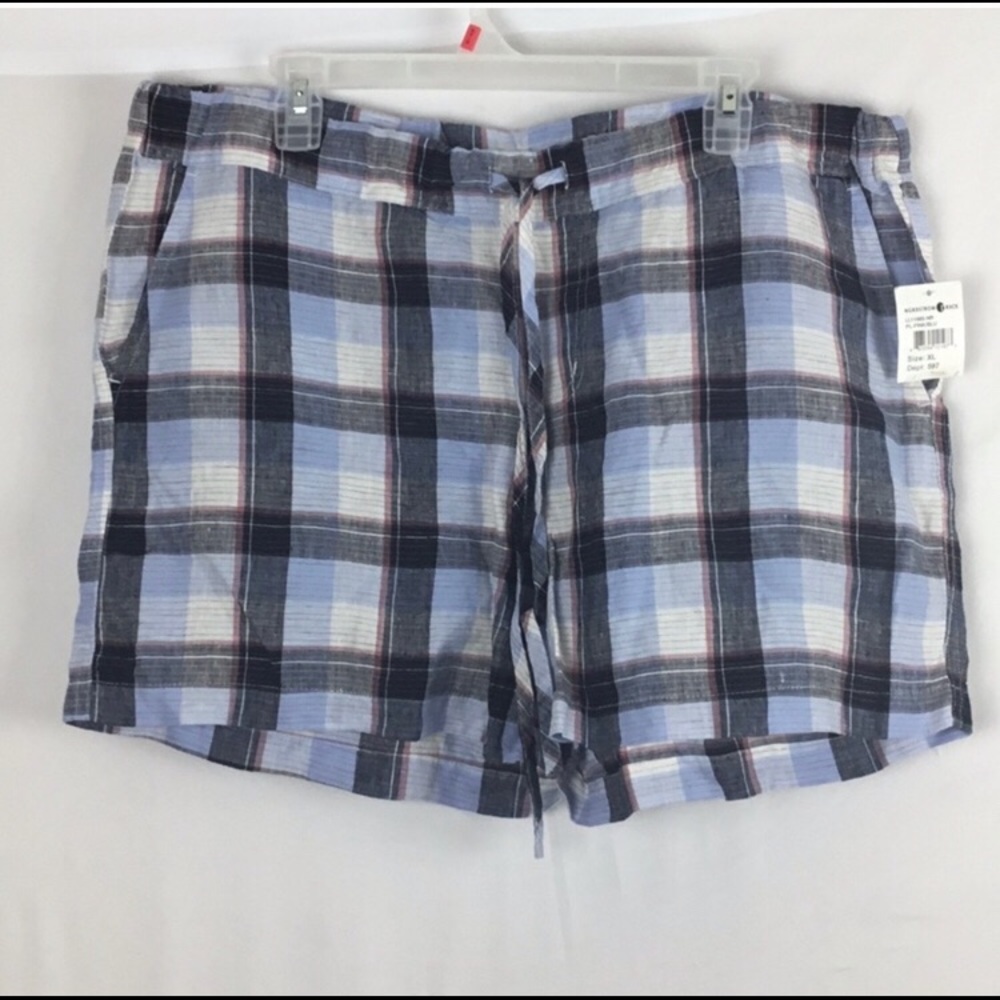 👍NWT Allen Allen Blue Plaid Shorts XL